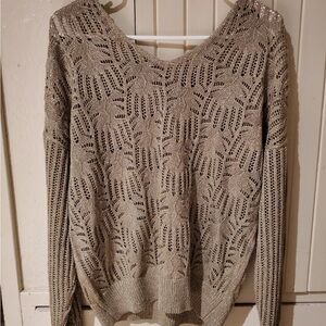 ESQUALO Beige V-Neck Knit Sweater